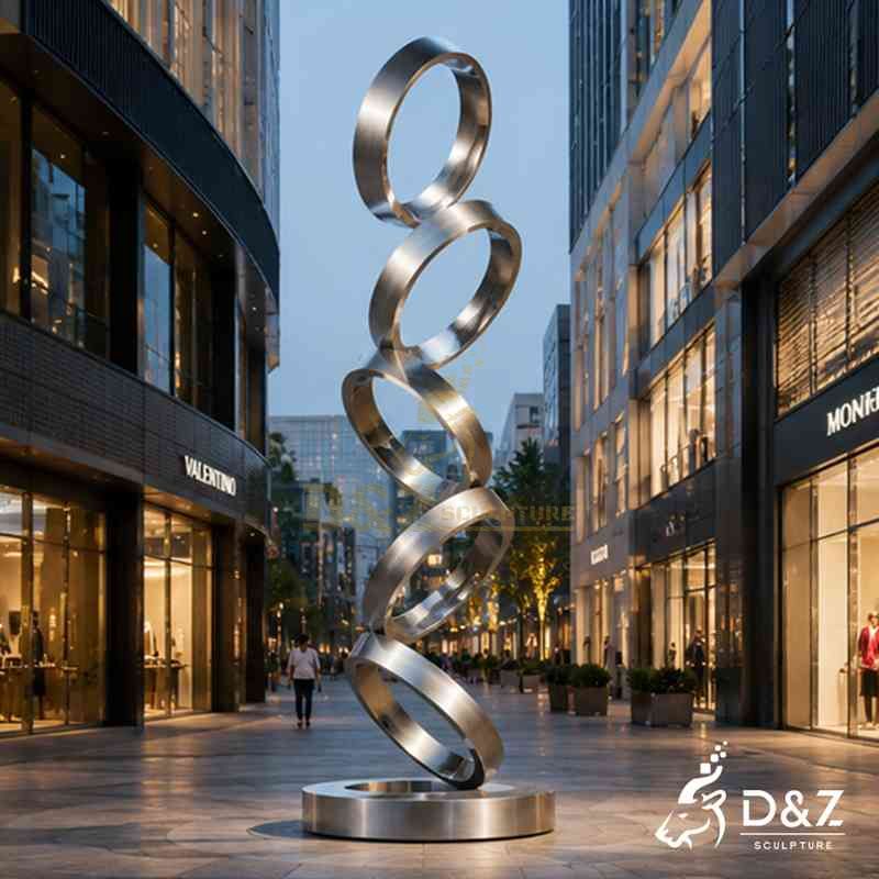 Large Modern Metal Spiral Circular Sculpture on Stand DZJ-663
