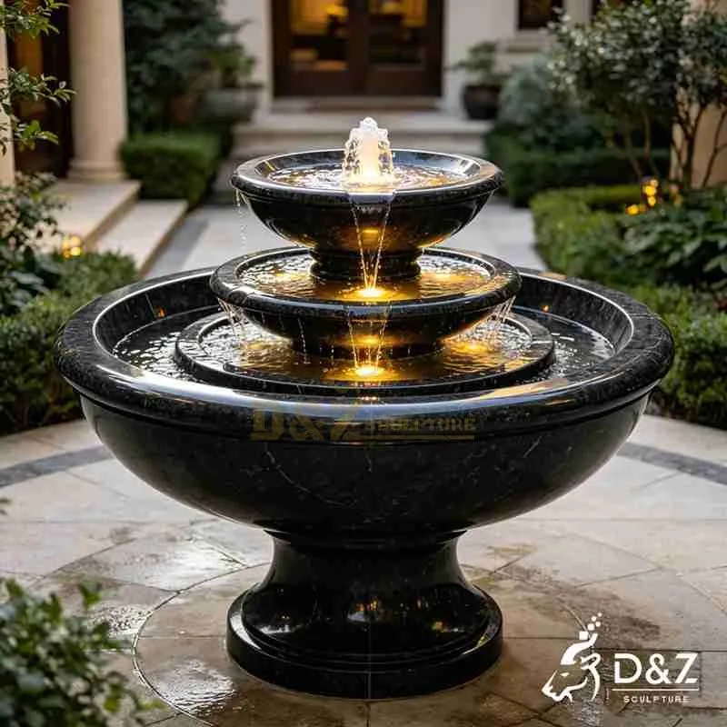 Large Black Marble Zen Bowl Water Fountain for Outdoor DZJ-664