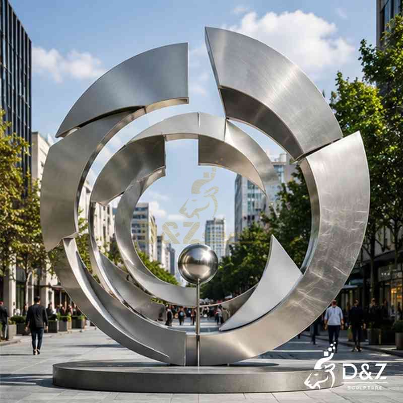 Metal Geometric Broken Square Circle Sculpture for Garden DZJ-665