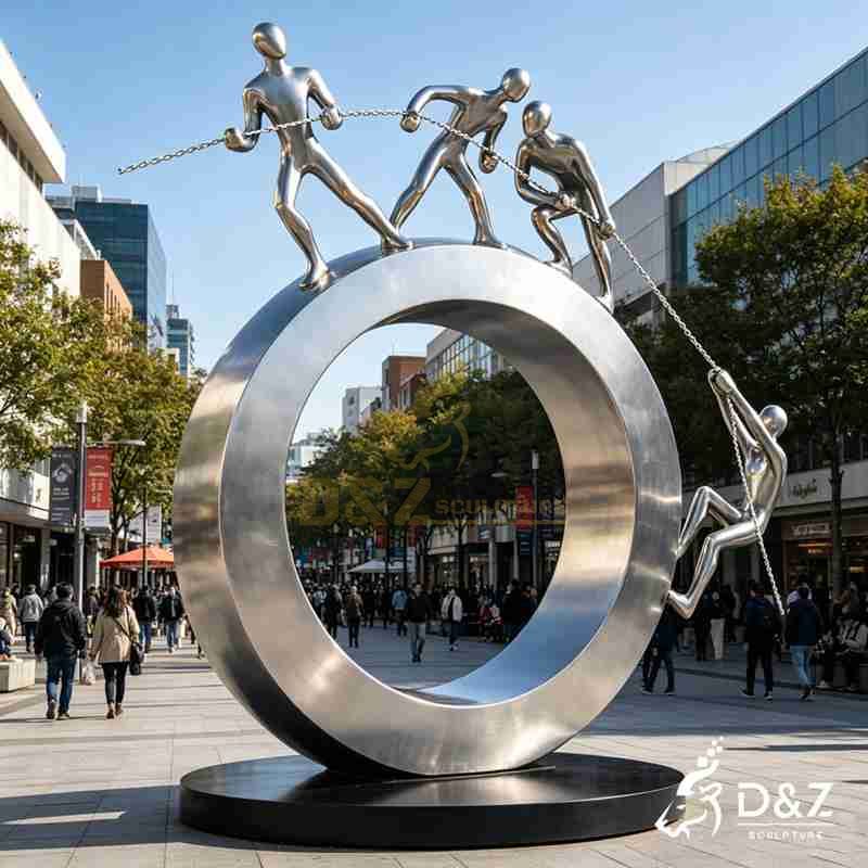 Metal Circle of Friends Sculpture for Garden DZJ-673