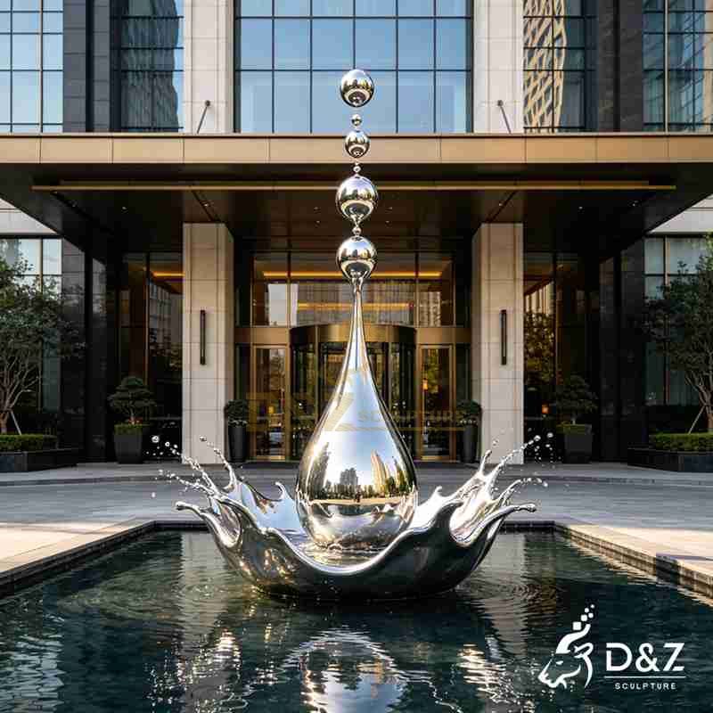 stainless steel water drop sculpture