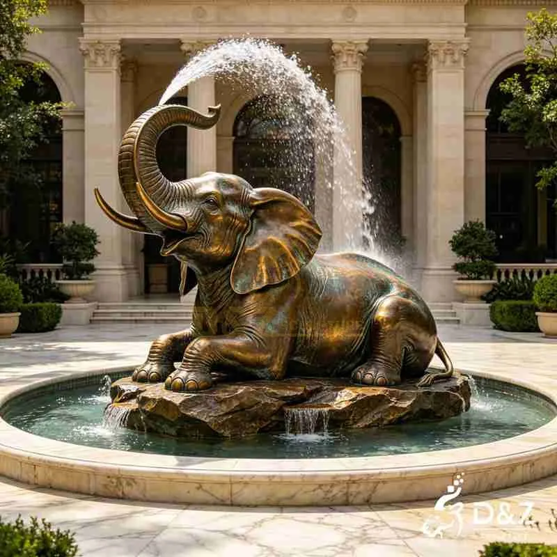 Large Outdoor Bronze Elephant Fountain for Sale DZJ-685