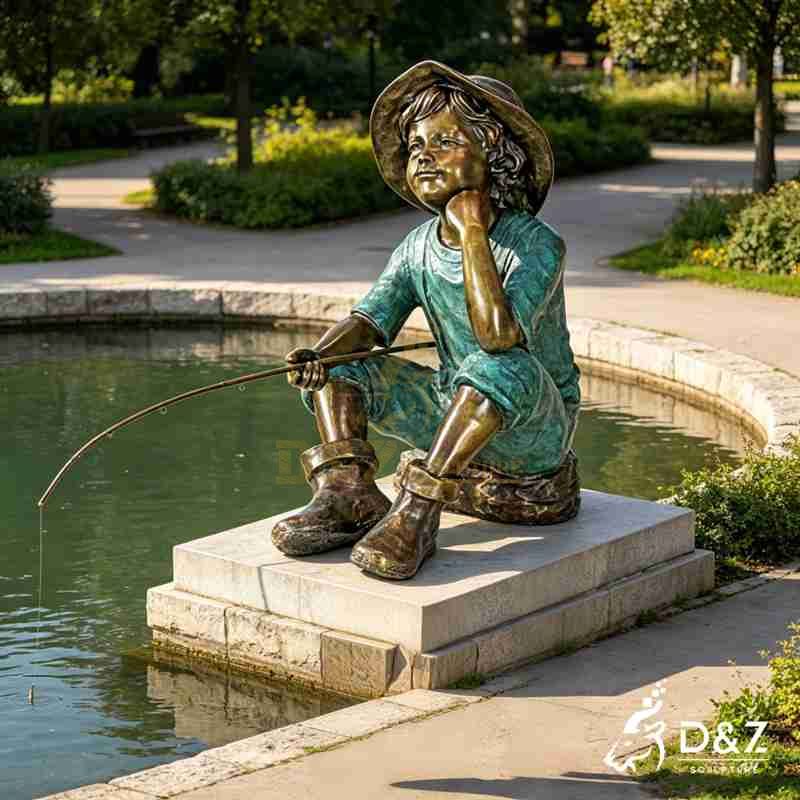 boy fishing statue2