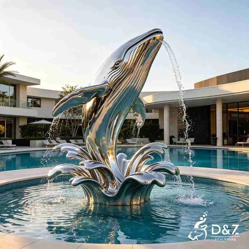Large Modern Metal Whale Water Fountain for Garden DZJ-686