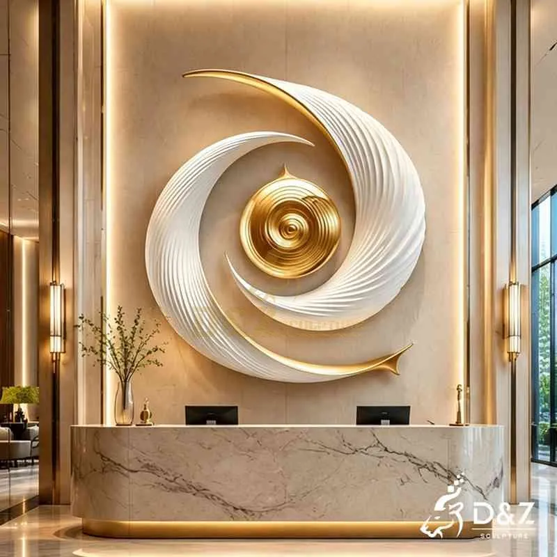 Modern Metal Round Wall Sculpture | Abstract White Design DZJ-687