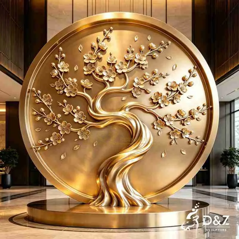 Metal Round Relief Sculpture | Large Tree of Life Sculpture DZJ-690
