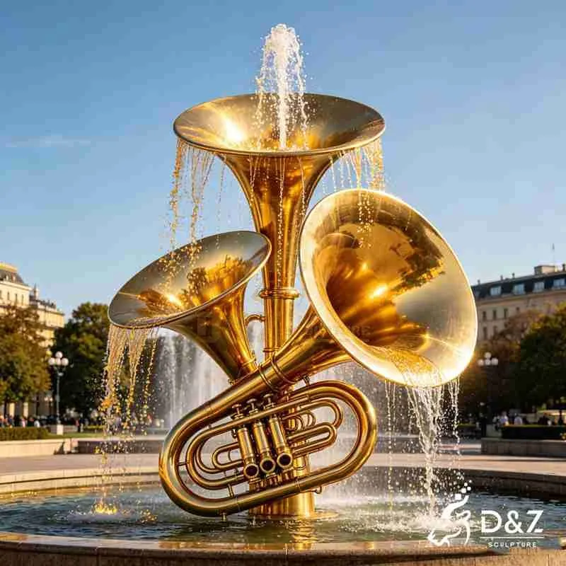 Modern Metal Tuba Water Fountain for Outdoor DZJ-691