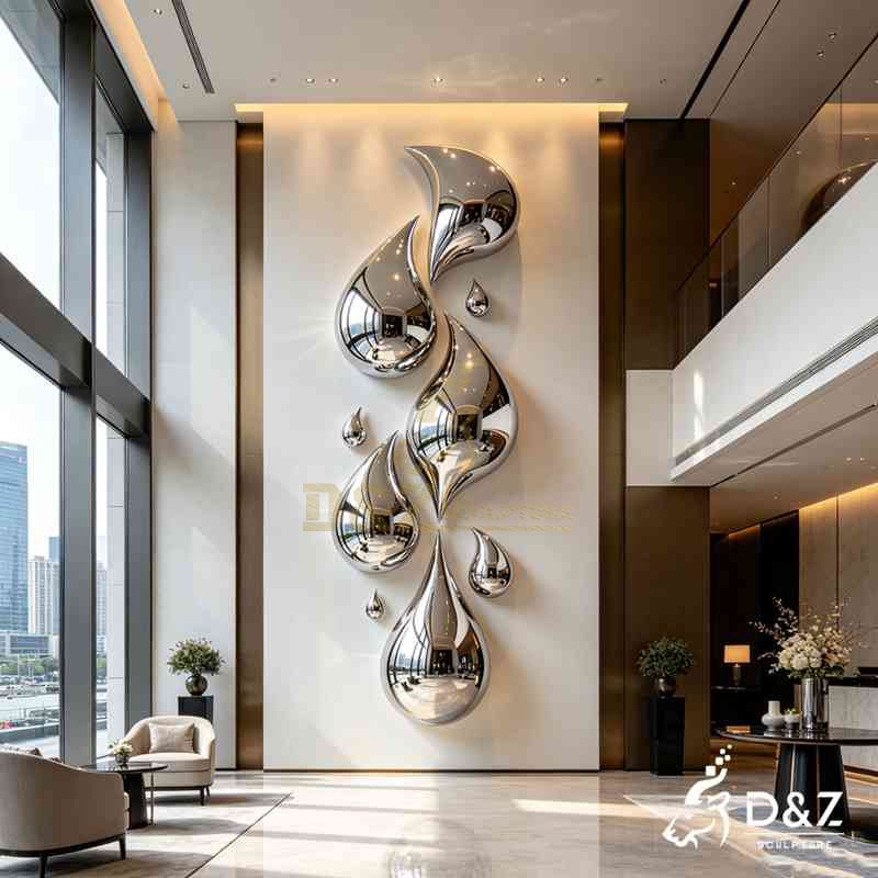 Modern Circular Wall Sculpture with Water Droplet Design DZJ-693