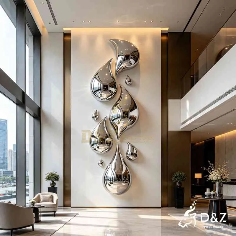 Modern Circular Wall Sculpture with Water Droplet Design DZJ-693