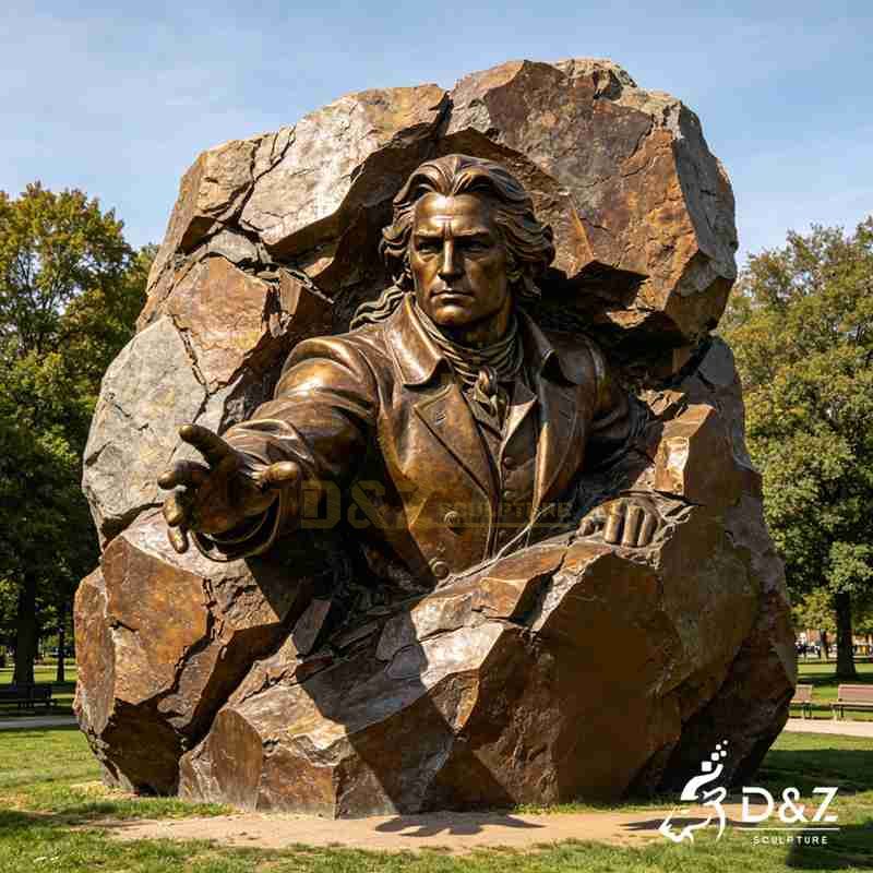 Large Rock Sculpture | Bronze Breaking Free Memorial Sculpture DZJ-697