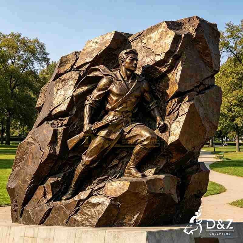 Large Rock Sculpture | Bronze Breaking Free Memorial Sculpture DZJ-697