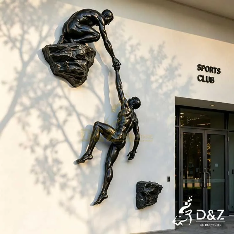 Black Bronze Rock Climber Wall Sculpture for Sale DZJ-698