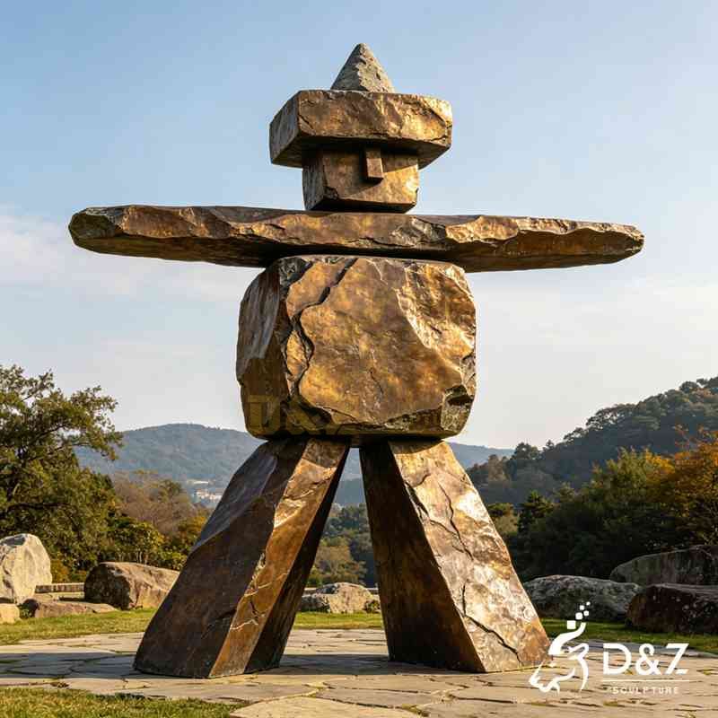 Inukshuk Rock Sculpture Modern Bronze Outdoor Art DZJ-699