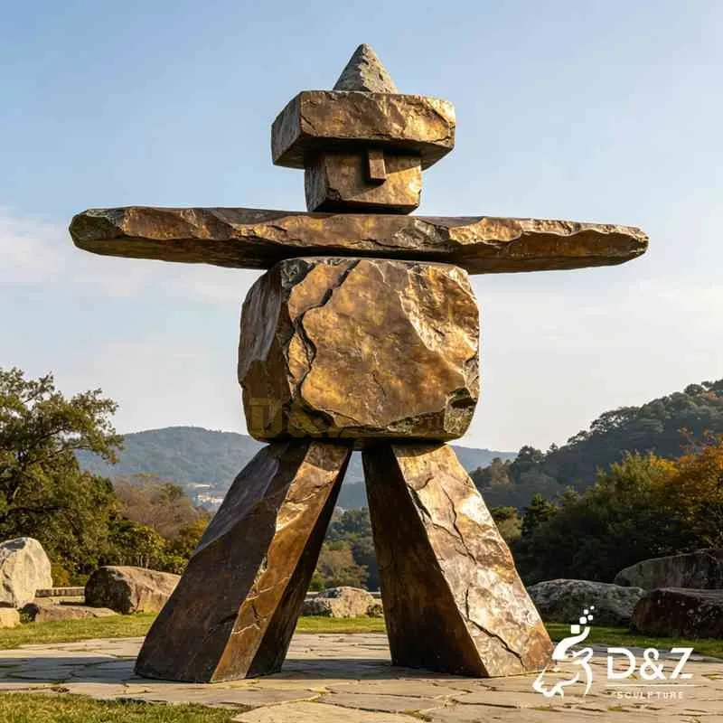 Inukshuk Rock Sculpture Modern Bronze Outdoor Art DZJ-699