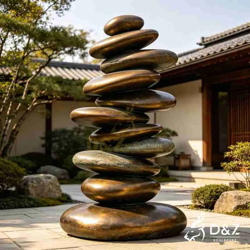 Large Modern Bronze Stacked Rock Sculpture for Sale DZJ-700