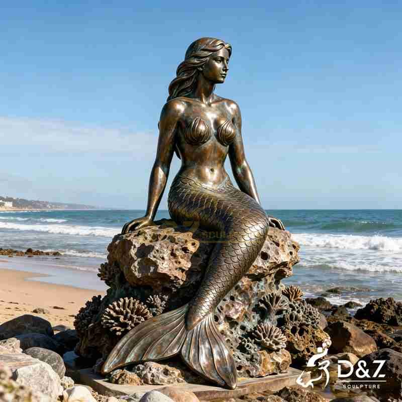 bronze mermaid statue