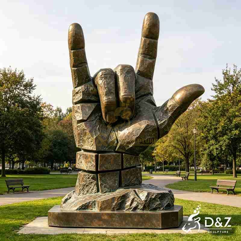 Large Bronze Rock Hand Sculpture for Sale DZJ-703