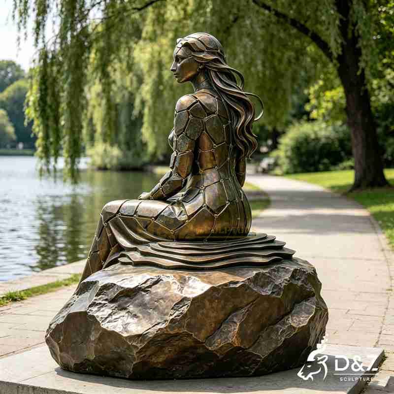 woman on a rock statue