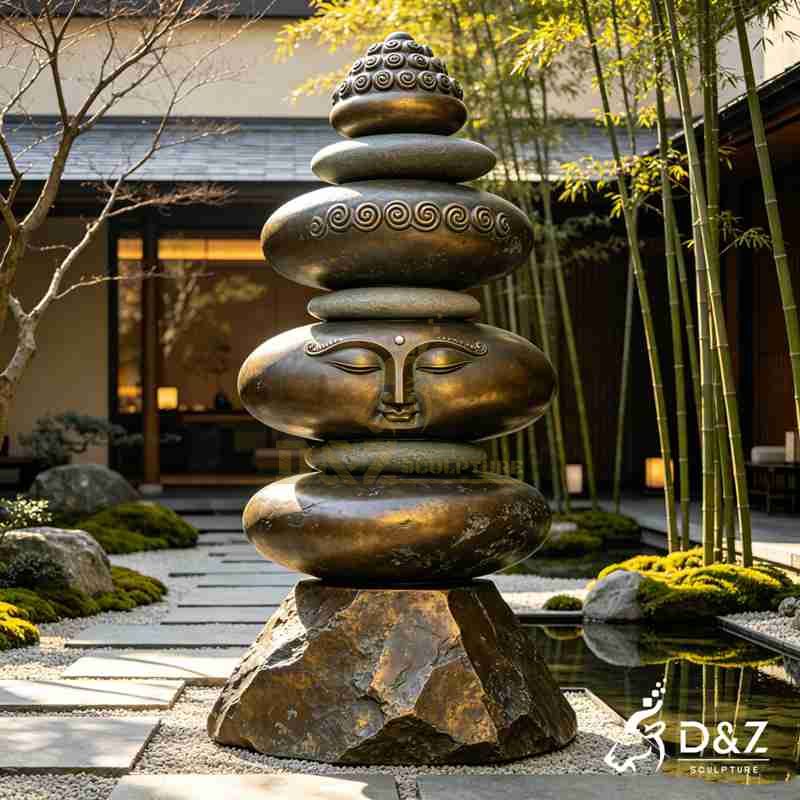 Large Abstract Bronze Rock Buddha Statue for Garden DZJ-708