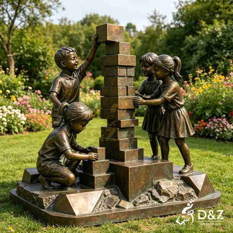 bronze children statues