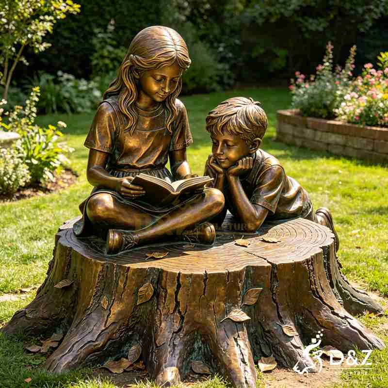 boy and girl reading statue2