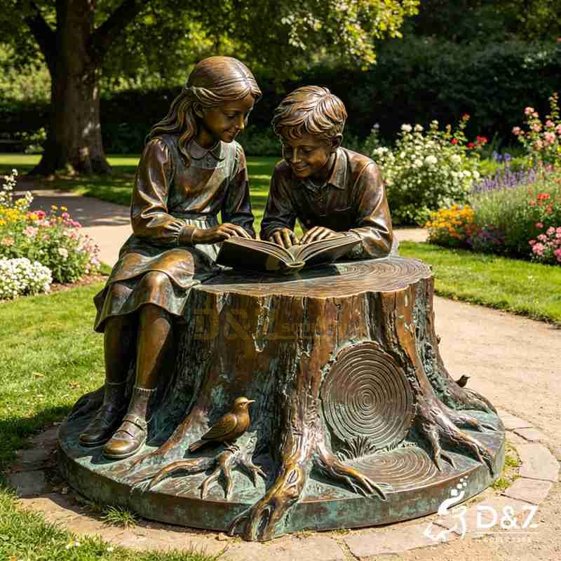 boy and girl reading statue3
