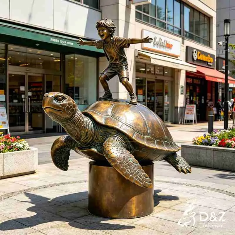 Large Bronze Boy Riding Turtle Statue for Outdoor DZJ-721 Large Bronze Boy Riding Turtle Statue for Outdoor DZJ-721