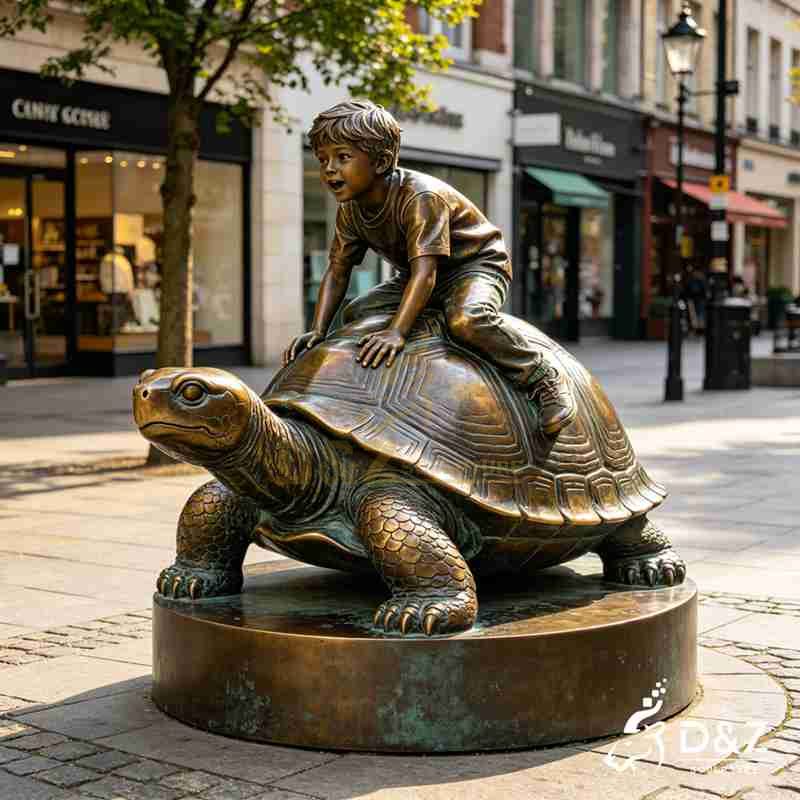 boy riding turtle statue2