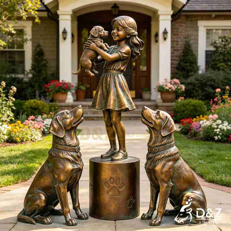 girl and dog statue2