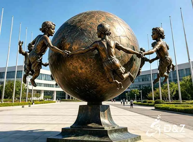 20 Large Bronze Children Statues | Custom Landscape Art Installation