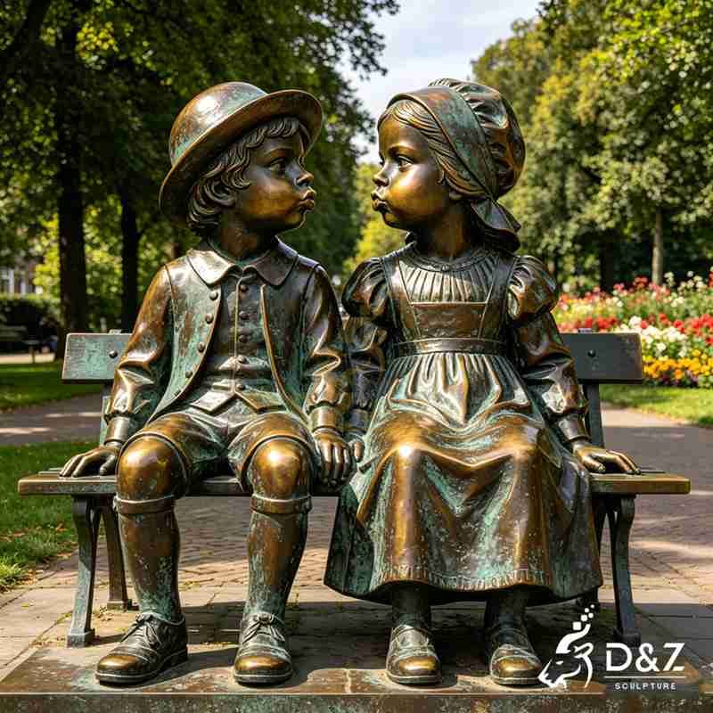 dutch boy and girl kissing statue3