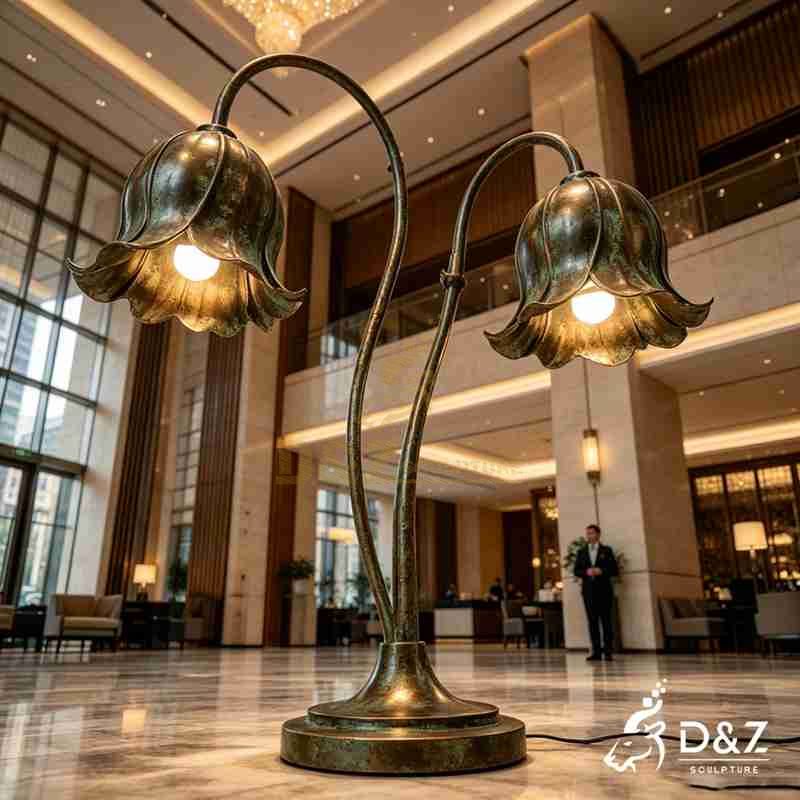 Large Vintage Bronze Blooming Flower Floor Lamp for Hotel DZJ-728