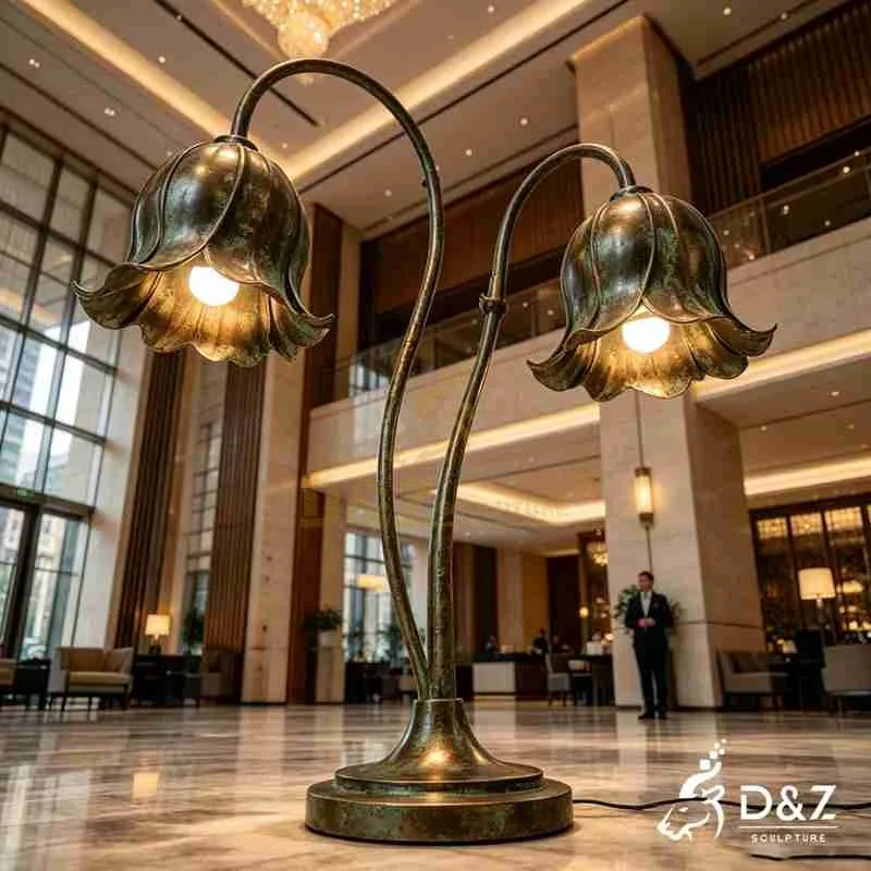 Large Vintage Bronze Blooming Flower Floor Lamp for Hotel DZJ-728