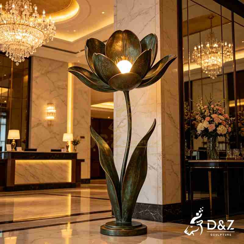 bronze flower floor lamp