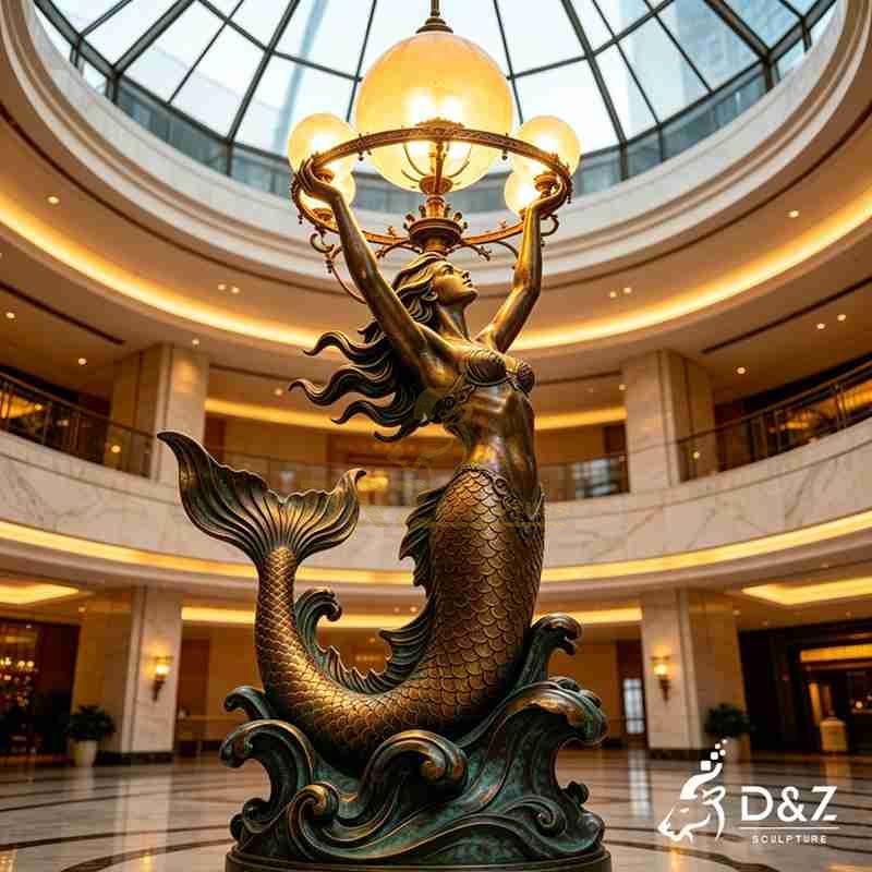 Large Bronze Mermaid Floor Lamp for Sale DZJ-729