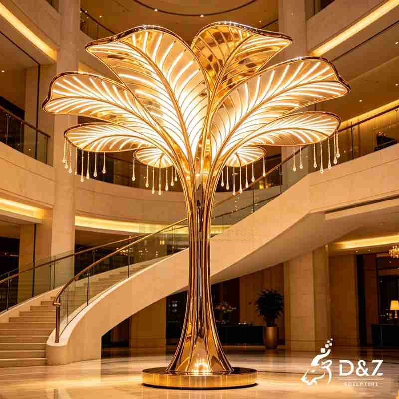 Large Modern Gold Metal Leaf Floor Lamp for Hotel DZJ-736