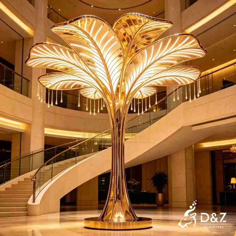 Large Modern Gold Metal Leaf Floor Lamp for Hotel DZJ-736