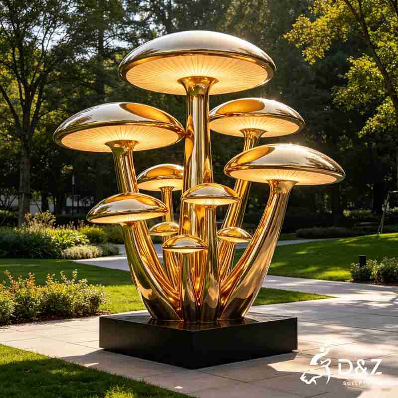 Large Metal Modern Gold Mushroom Floor Lamp for Outdoor DZJ-740
