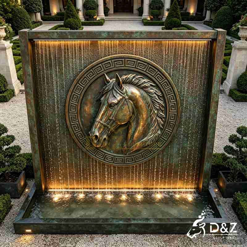bronze horse head wall fountain3