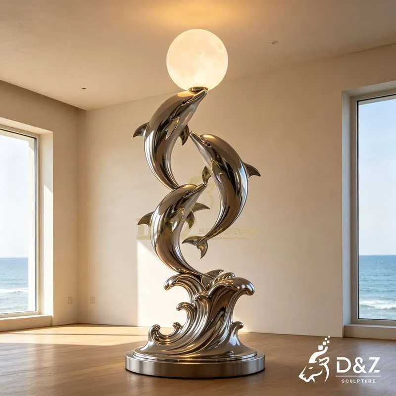 Large Metal Dolphin Floor Lamp for Sale DZJ-744