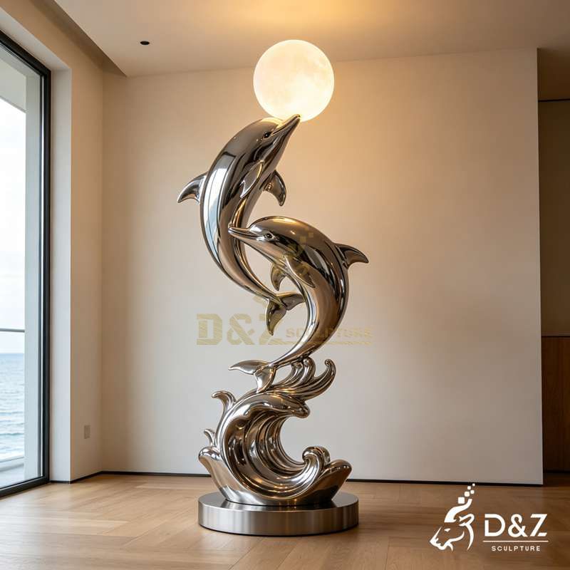 metal dolphin sculpture