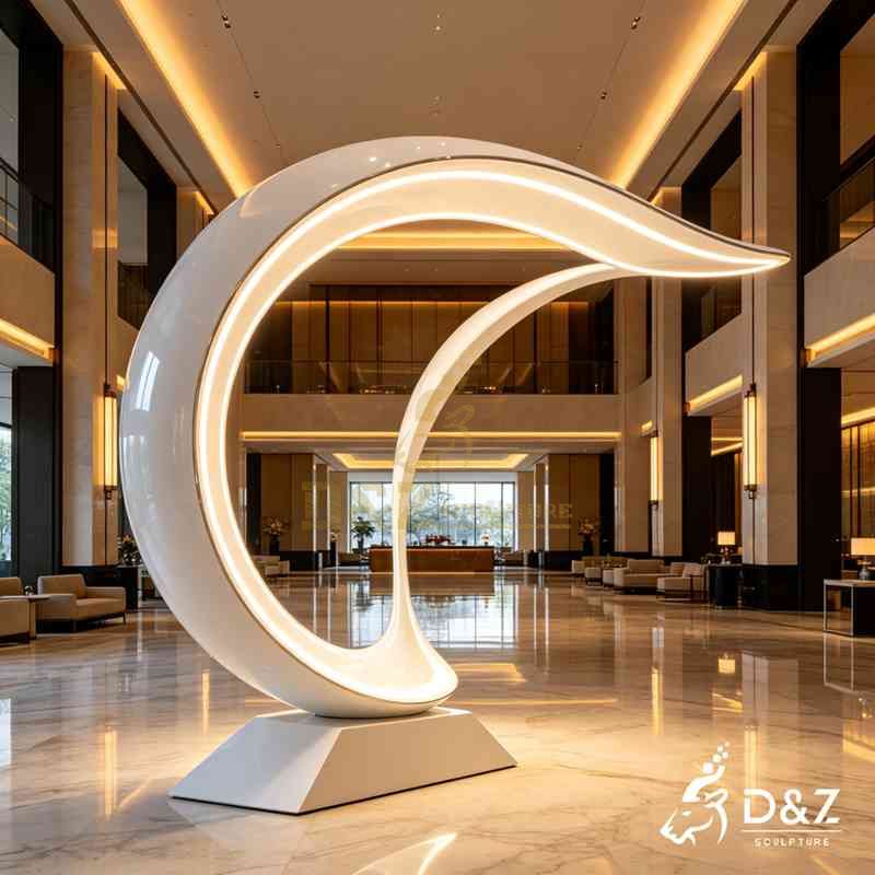 Large Modern White Metal Moon Floor Lamp for Hotel DZJ-747