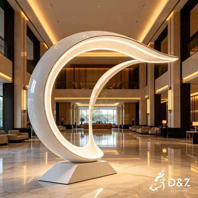 Large Modern White Metal Moon Floor Lamp for Hotel DZJ-747