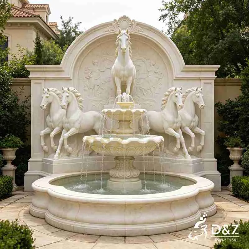 Large Marble Horse Wall Fountain for Outdoor DZJ-749