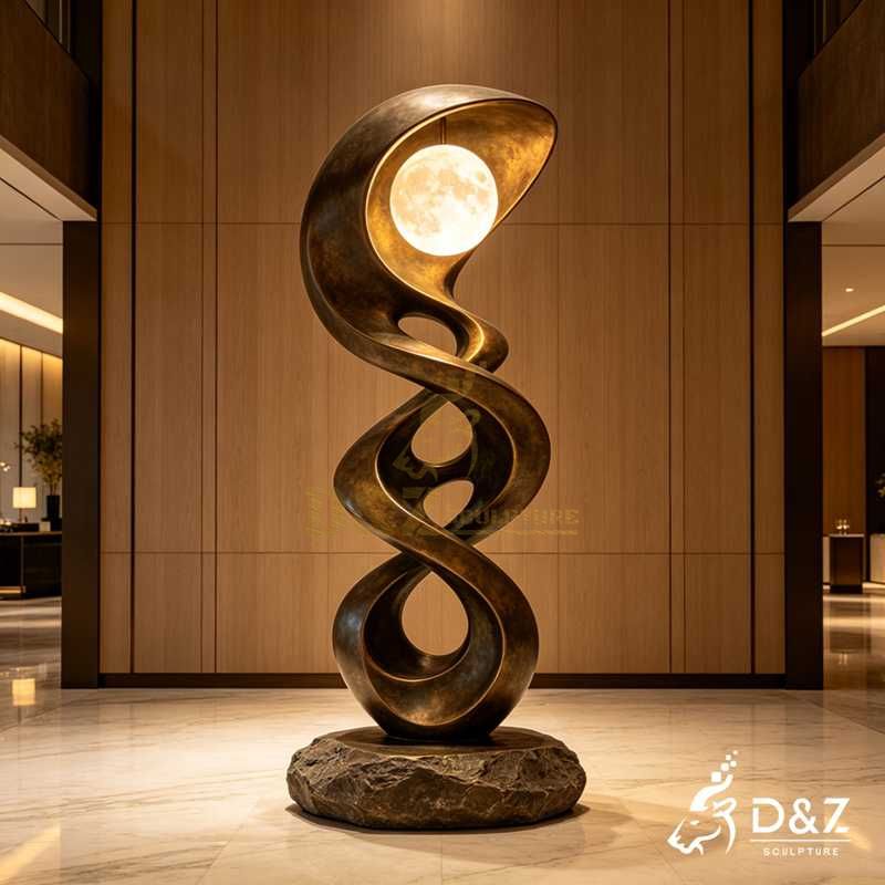Large Modern Bronze Twisted Floor Lamp for Hotel DZJ-751