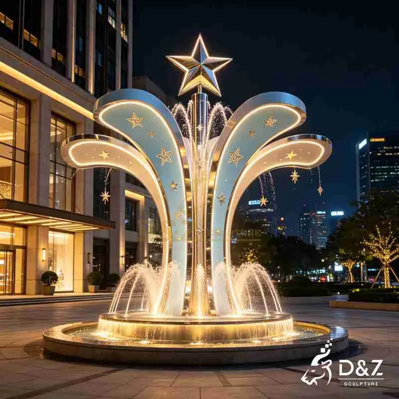 Modern Metal Bright Star Fountain with Light DZJ-758
