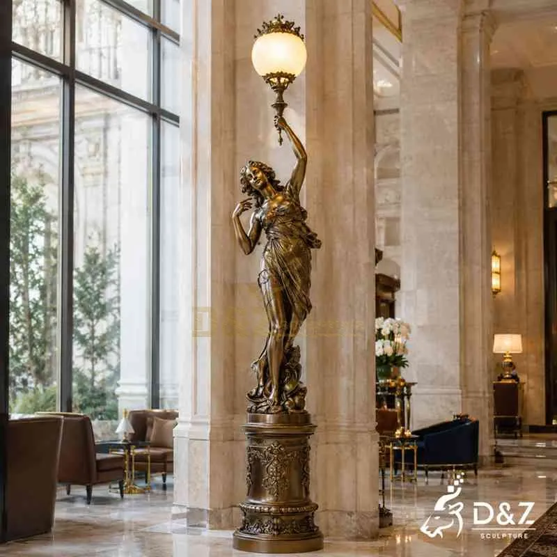 Vintage Bronze Greek Goddess Floor Lamp DZJ-759