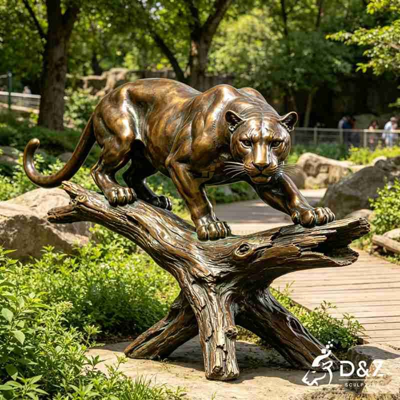 bronze leopard statue