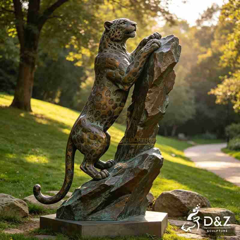 bronze leopard statue