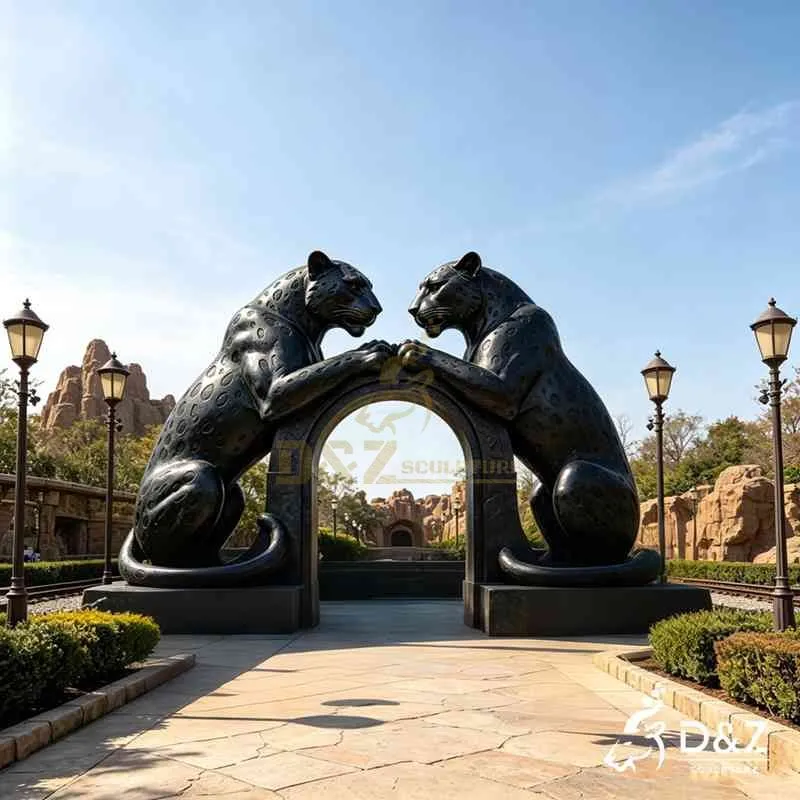 Large Outdoor Bronze Black Leopard Statue | Arch Art DZJ-765